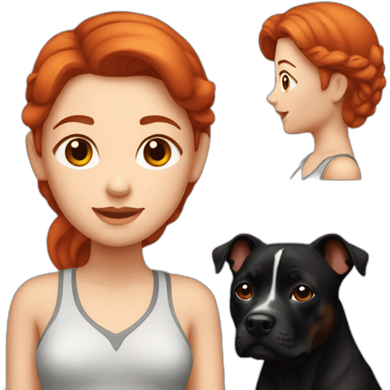 female red hair with black staffy emoji