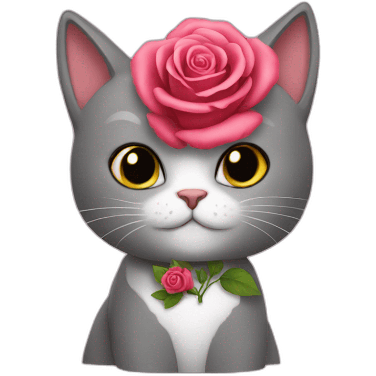 Un chat avec une rose emoji