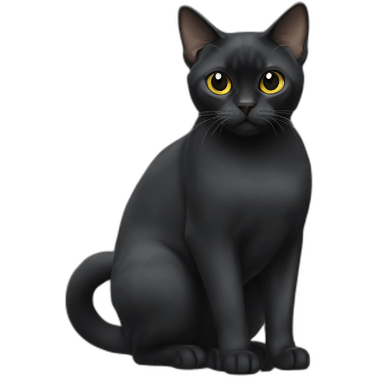 Black Burmese Cat Full Body emoji