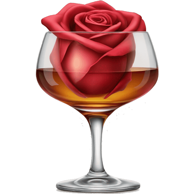 Rote Rose mit Wisky Glas daneben  emoji