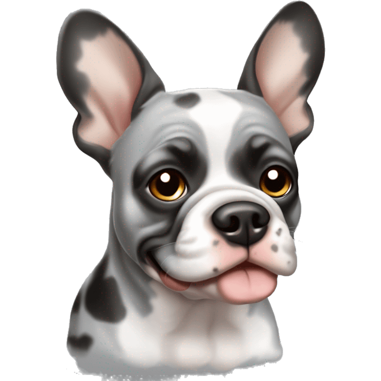 Merle French bull gray black white brown emoji