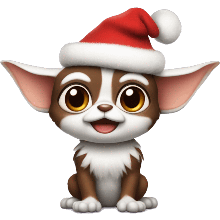 Cute gizmo the movir gremlins with Christmas hat emoji