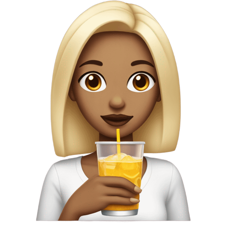 Girl with big lips nails and a drink  emoji