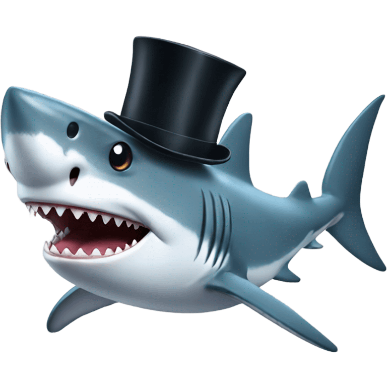 Shark with a top hat emoji