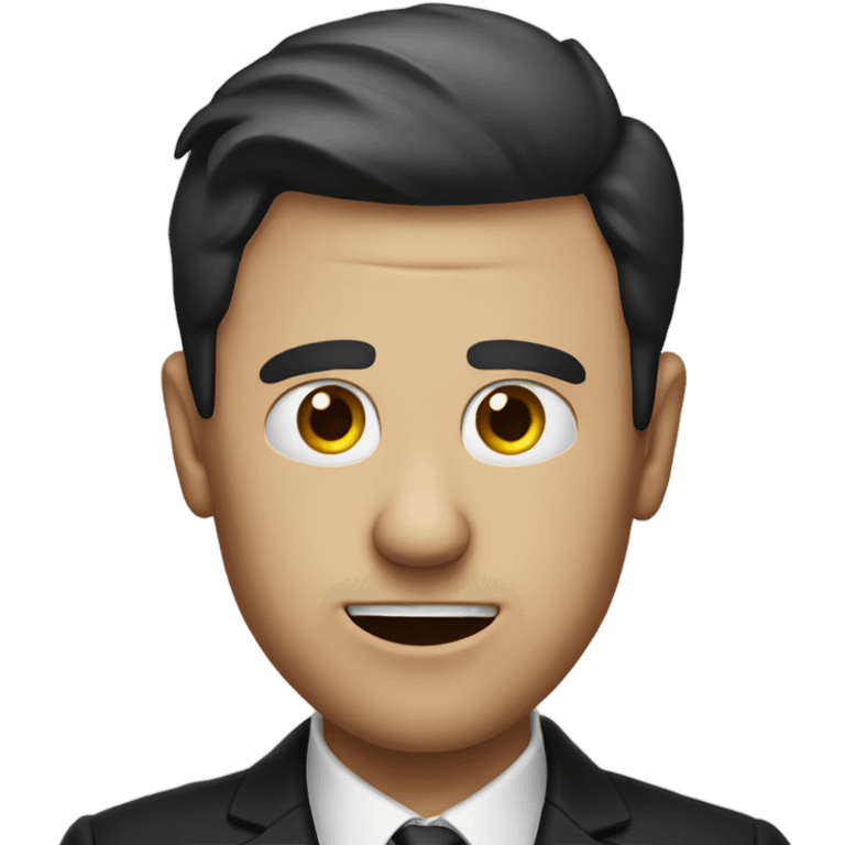 A man in a black suit with a scare on his nose emoji