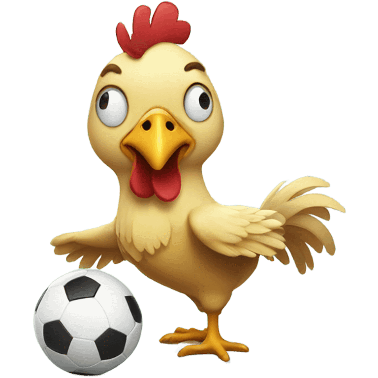 chicken playing soccer emoji