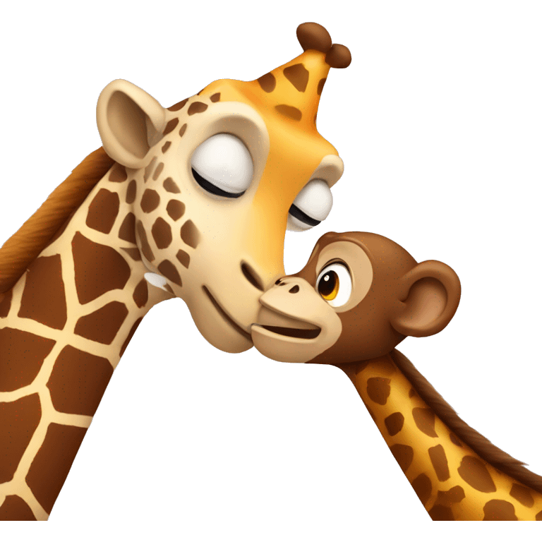 monkey kissing a giraffe emoji