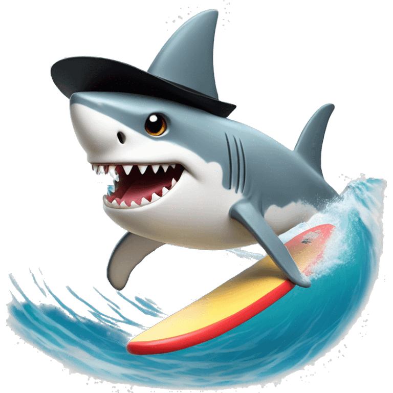 Shark with top hat surfing  emoji