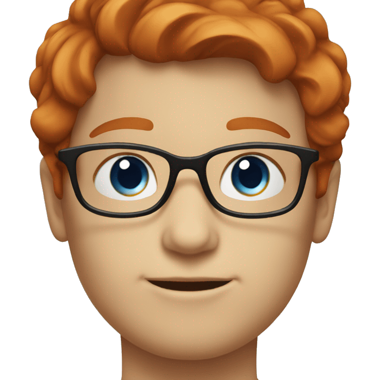 emoji of redhead with glasses and blue eyes emoji