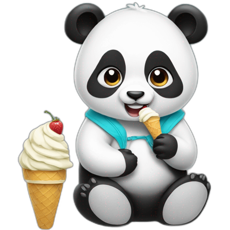 Panda eating ice cream emoji