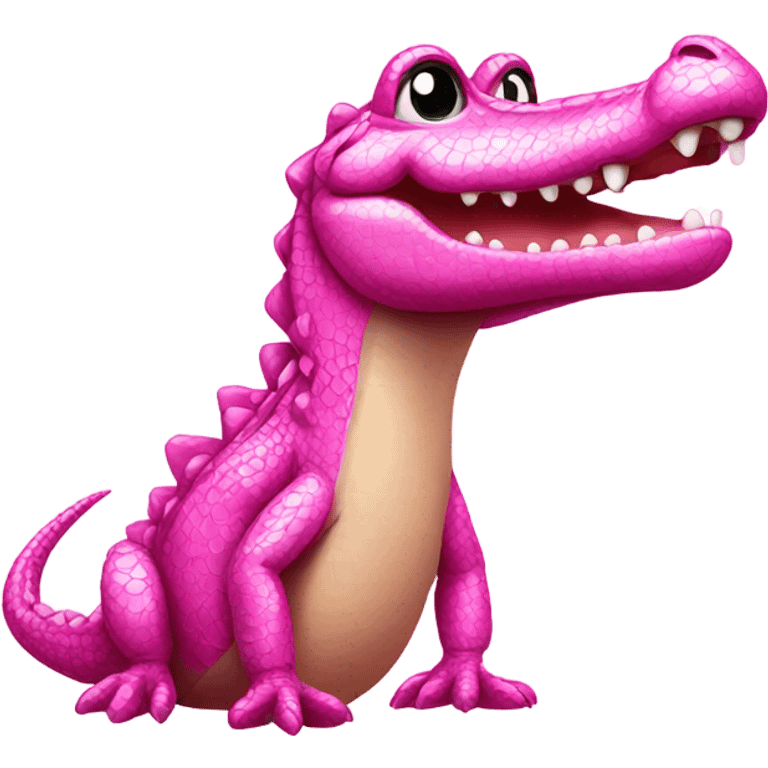 Pink sparkly alligator standing emoji