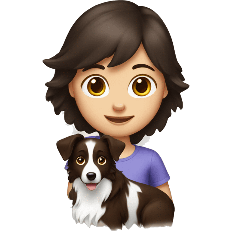  girl and darkbrown border collie emoji