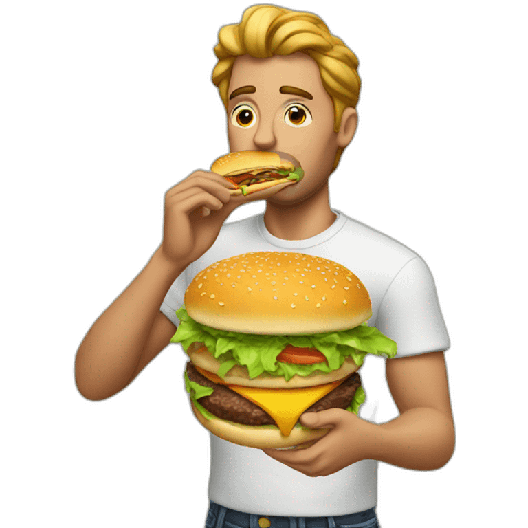 High dude eating burger emoji