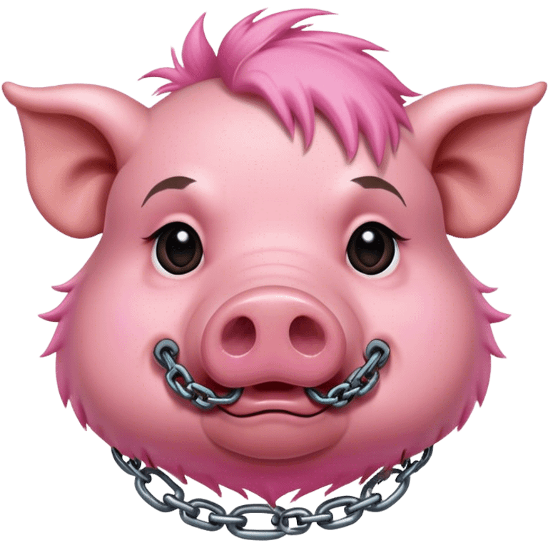 Hairy pig, tatto on face with chain on the neck emoji