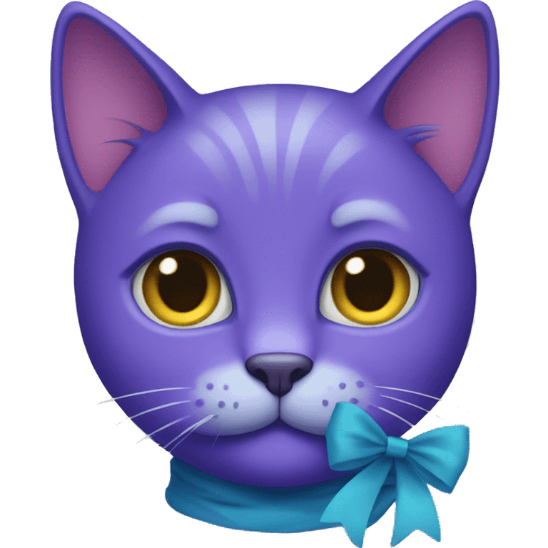 Purple cat with a blue bow  emoji