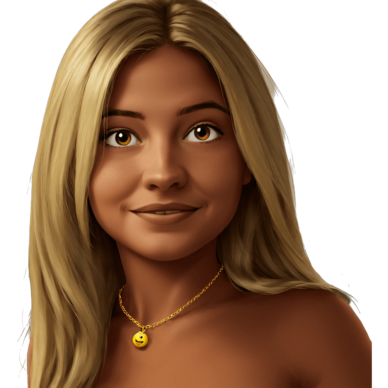 blonde girl with necklace smile emoji