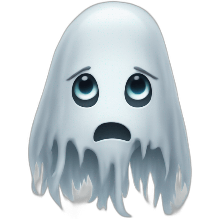 Ghost with long hair head twisted backwards emoji