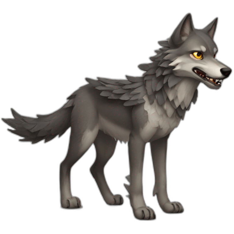 Scarred wolf with dragon wings emoji