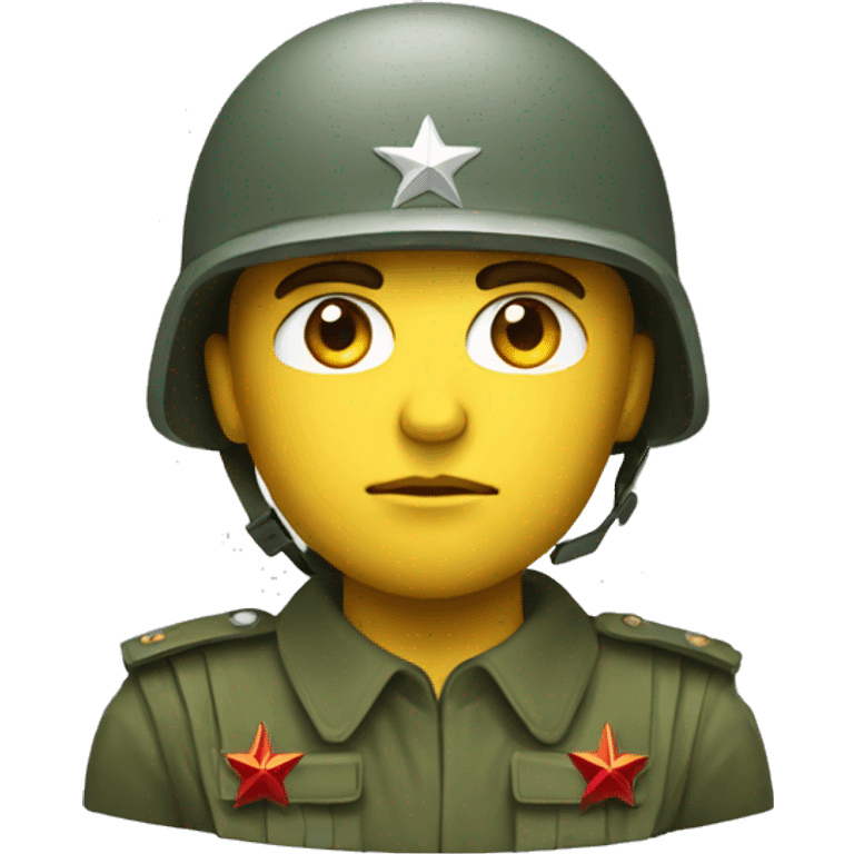 ussr soldier serious with military helmet emoji