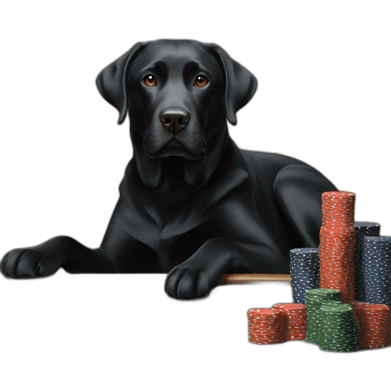 Black Labrador dog with white at poker table emoji