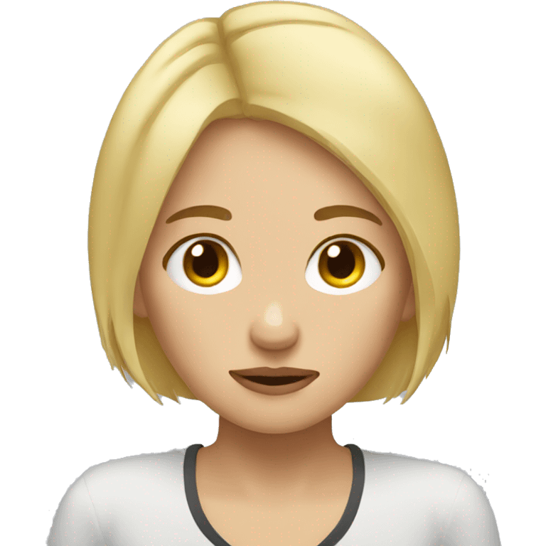 Short blonde hair girl tired  emoji