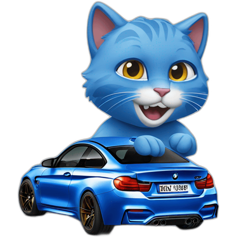 Smurf cat dans une BMW m4 gts bleu nuit emoji