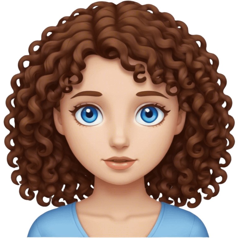 curly girl blue eyes and brown hair emoji