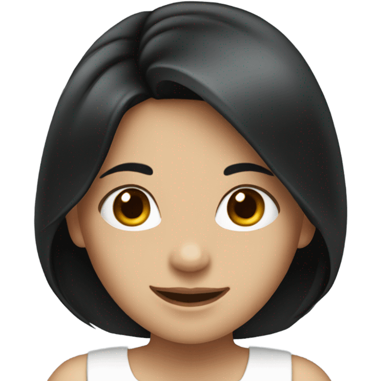 smiling girl in white dress with black hair emoji