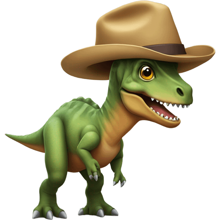 A dinosaur with a boot in it head and 2 hats in his fee emoji