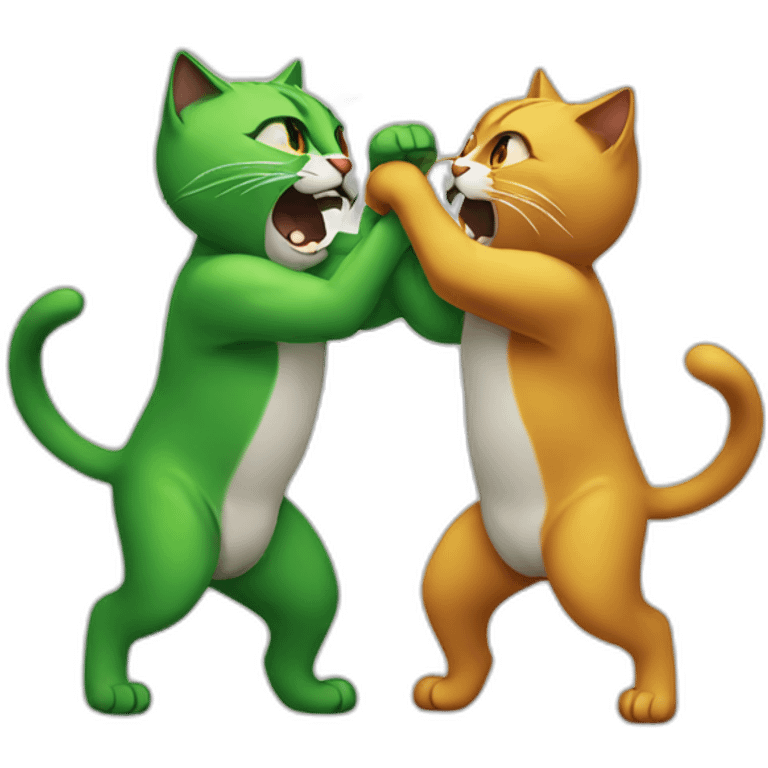 two cat gree fighting emoji