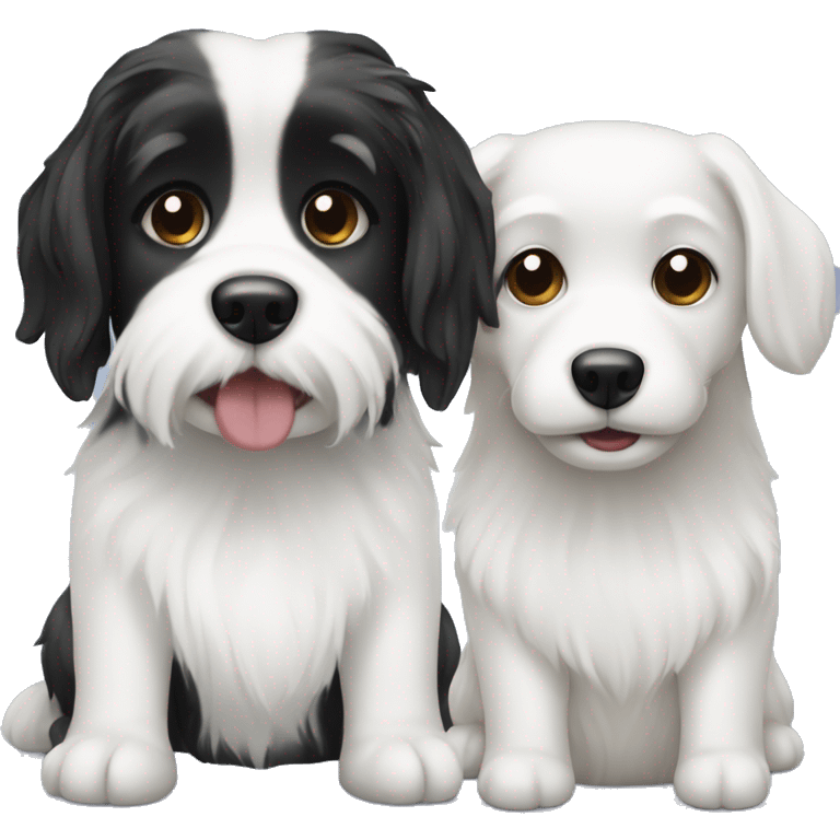 Black and white havenese dog with white havenese dog  emoji