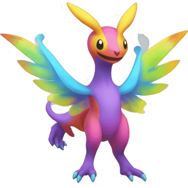 Colorful Neon Colors Flying Fakémon-Pokémon-Creature Full Body emoji