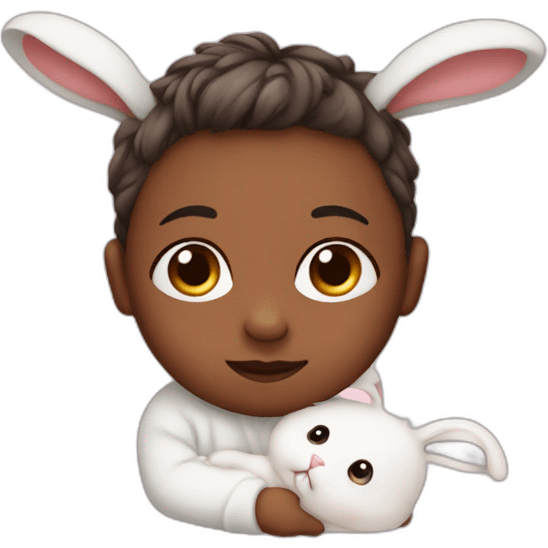 Newborn with bunny ears emoji