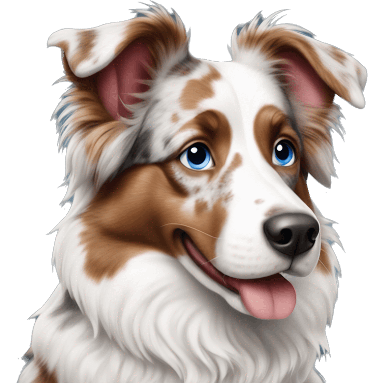 Red Merle Aussie with blue eyes emoji