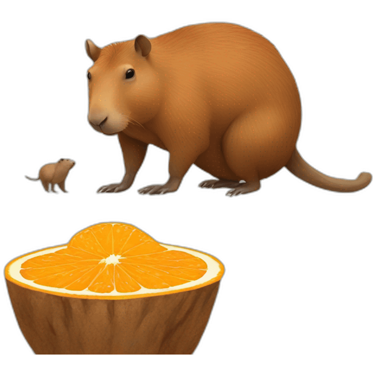 Capibara sur un capibara qui mange une orange emoji