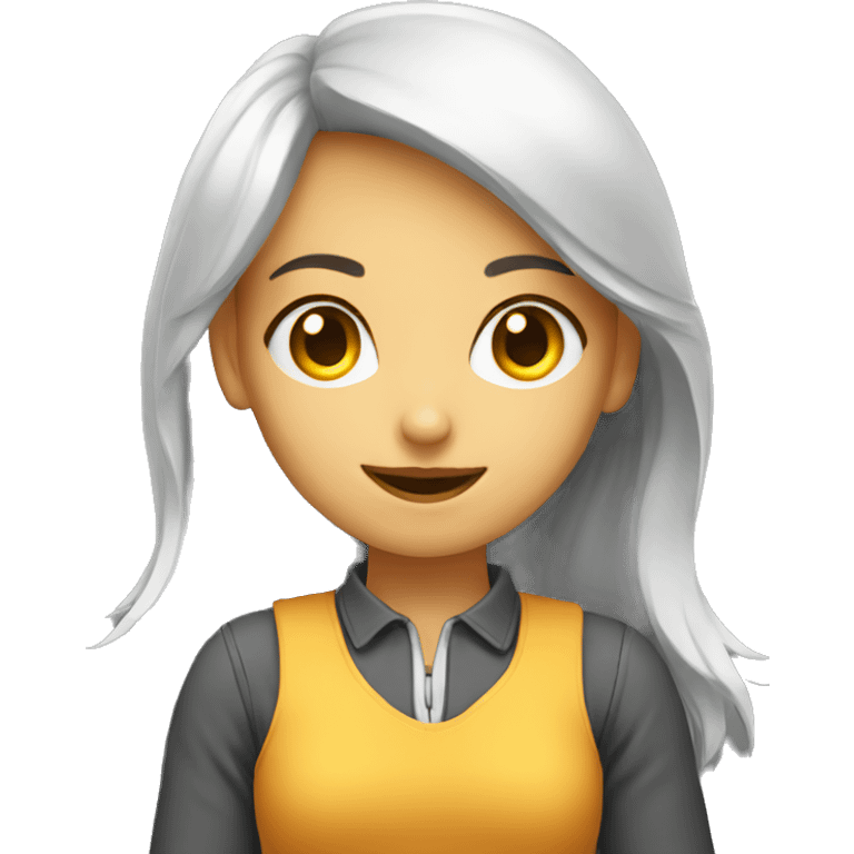 A programmer girl with wonder expression emoji