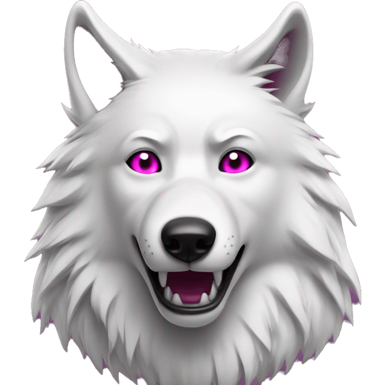 white wolf shocked with magenta eyes emoji