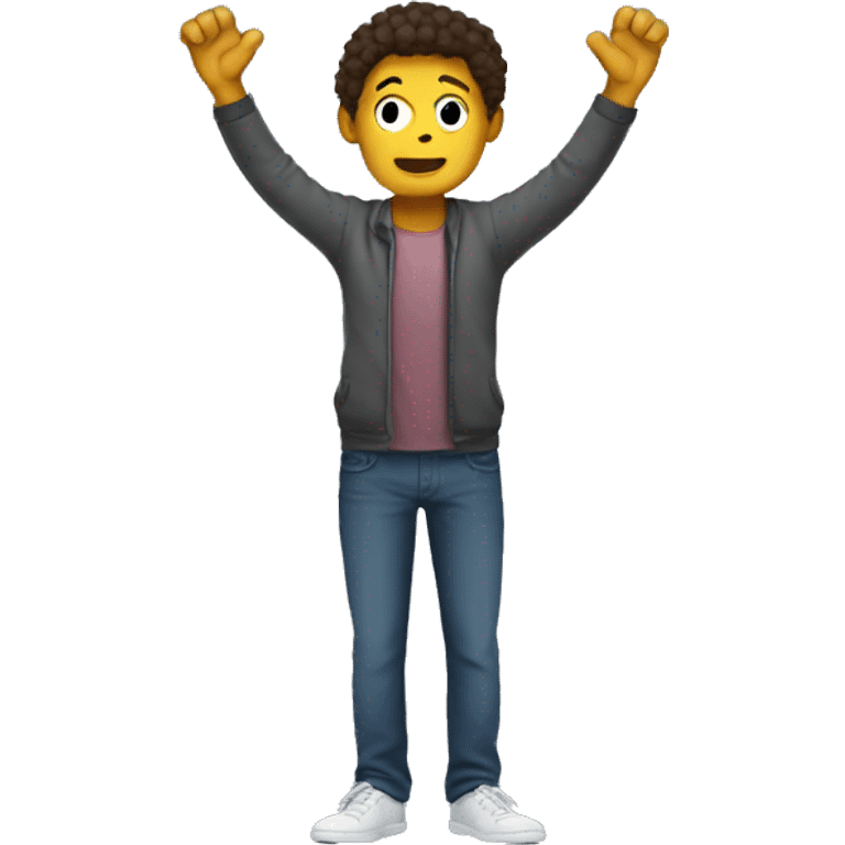 Person standing with arms up  because theyre confused emoji