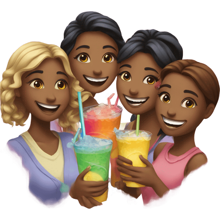 girls enjoying drinks together emoji