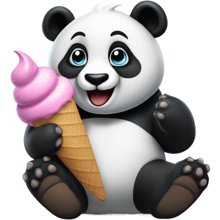 Panda eating ice cream emoji