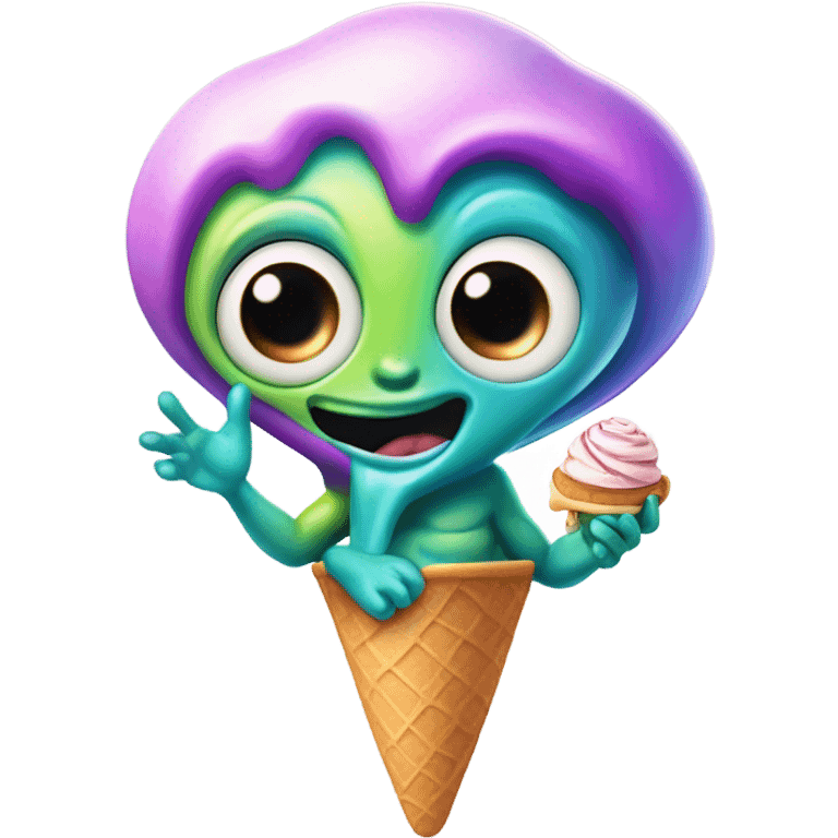 Alien with icecream emoji