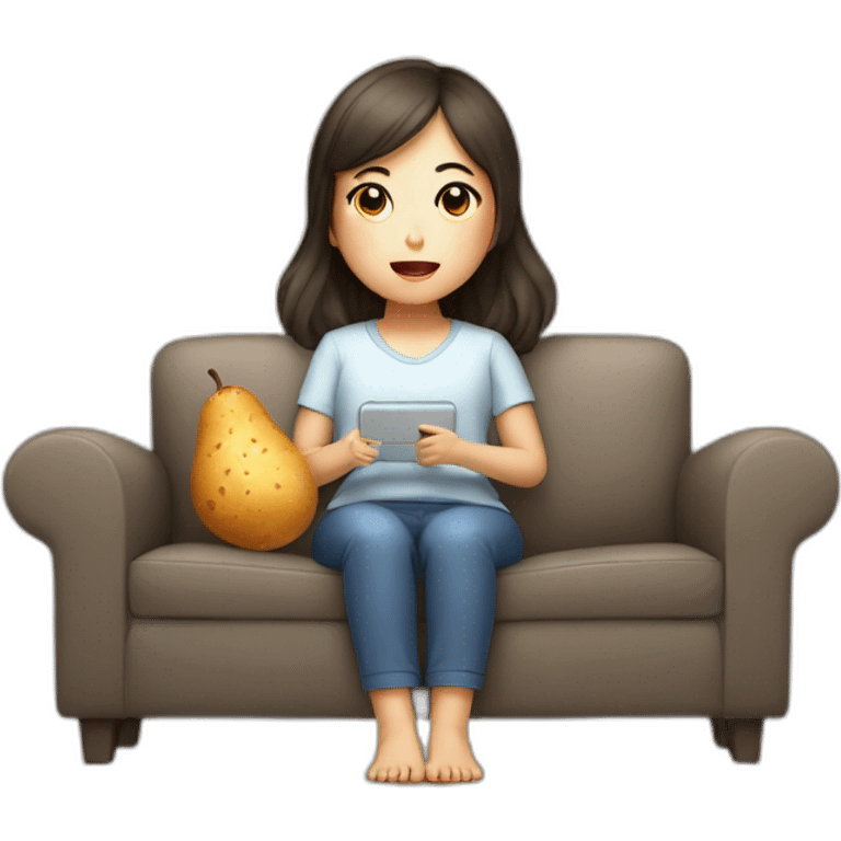 Couch potato korean girl watching television emoji