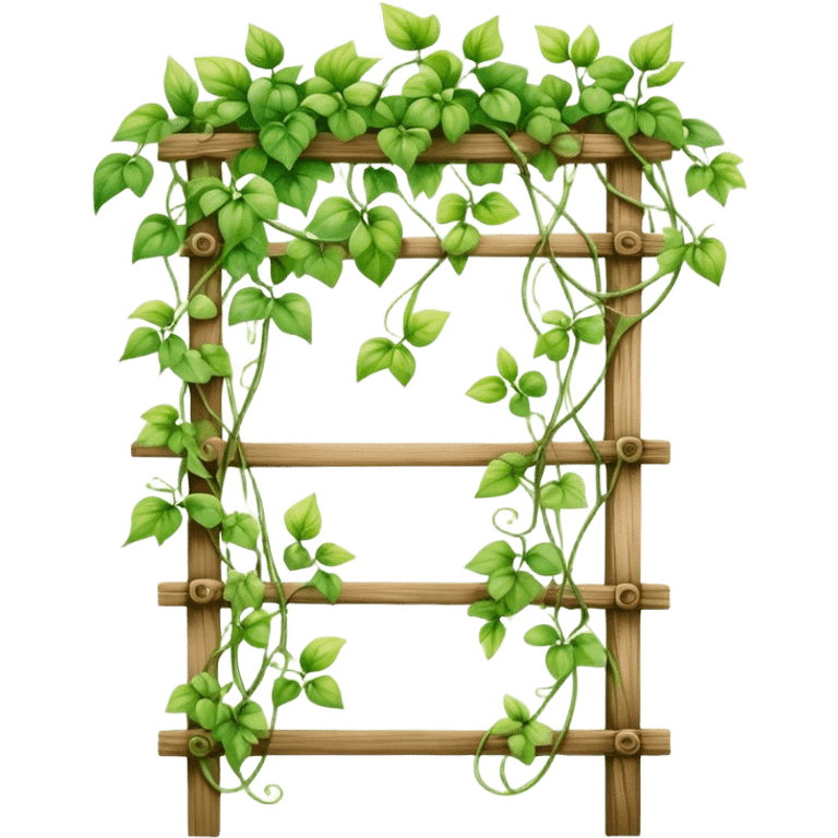 A delicate vine plant climbing a wooden trellis, painted in watercolor with soft gradients and organic details.
 emoji