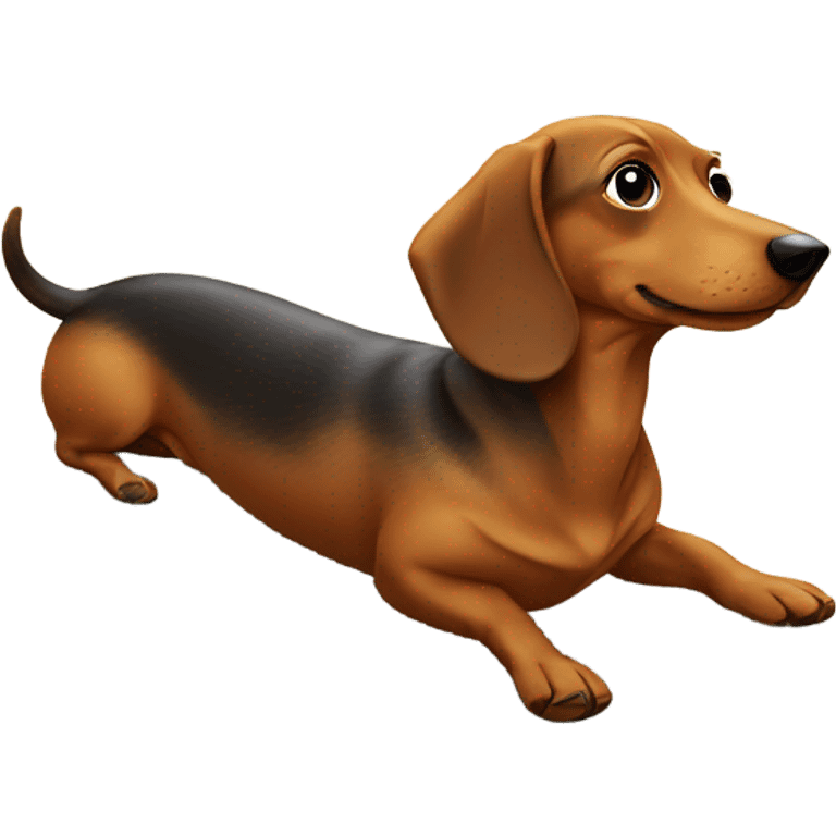 Wiener dog relaxing on beach emoji