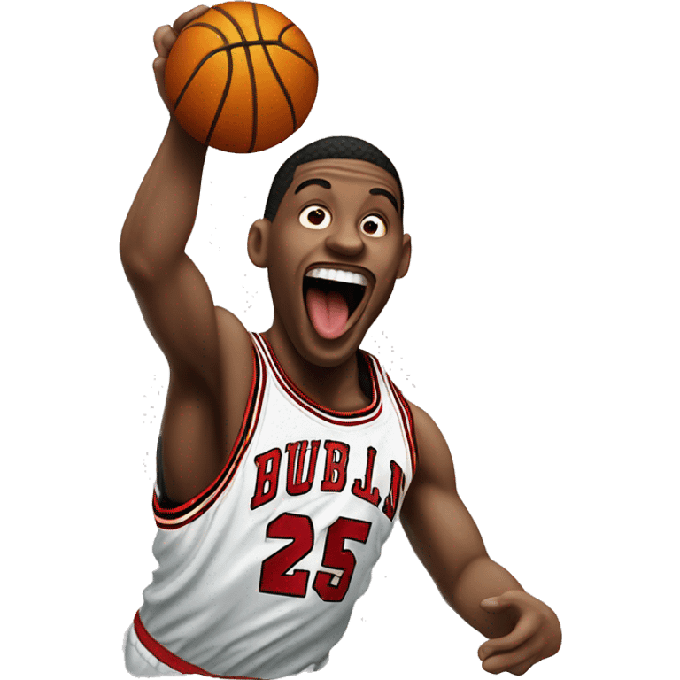 Jordan dunking with tongues hanging out emoji