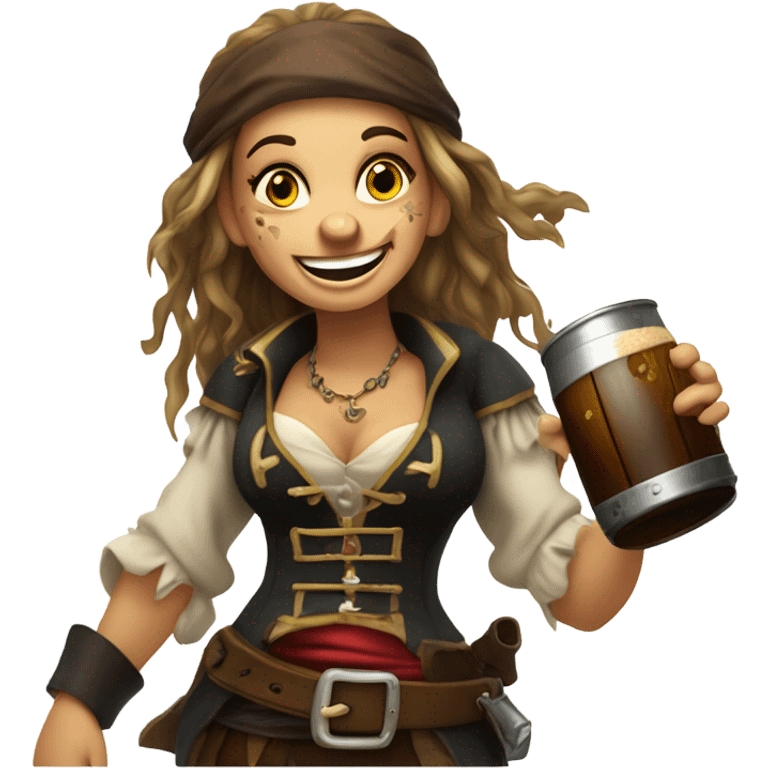 Drunk female pirate white emoji