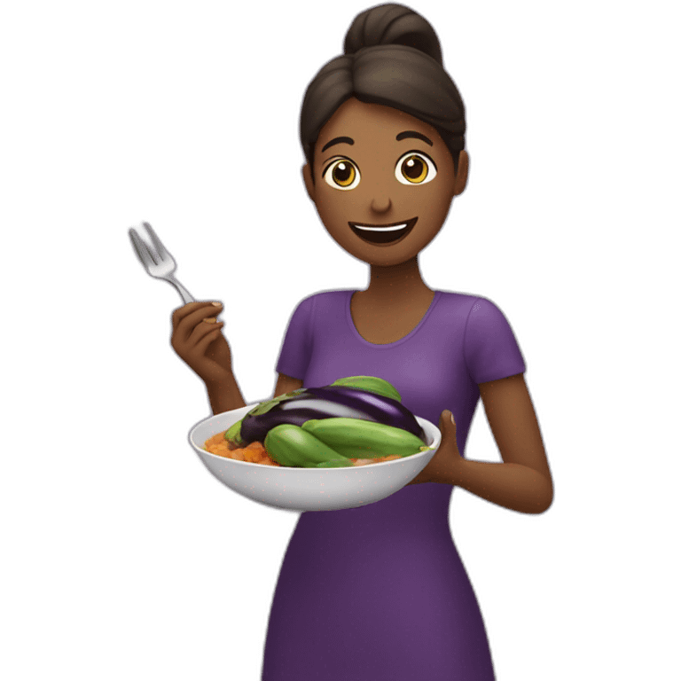 Woman eating an eggplant emoji