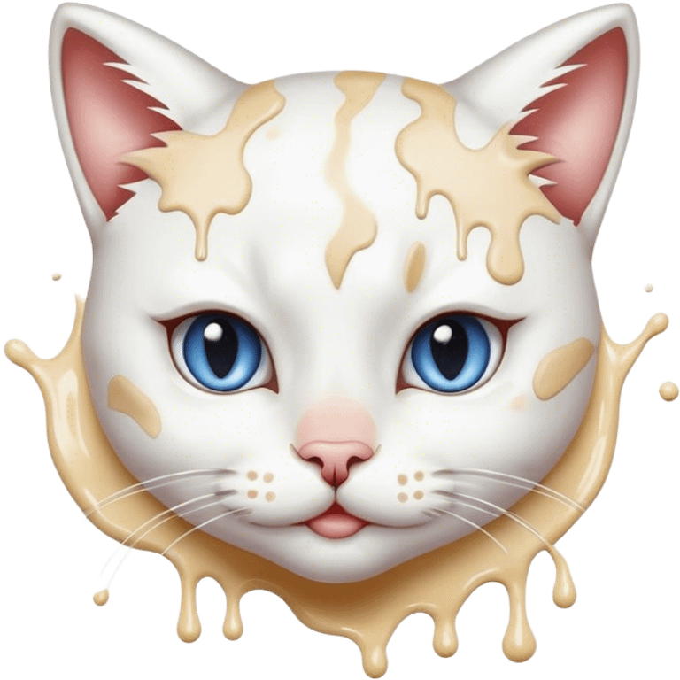 Girl cat with milk splatter on face emoji