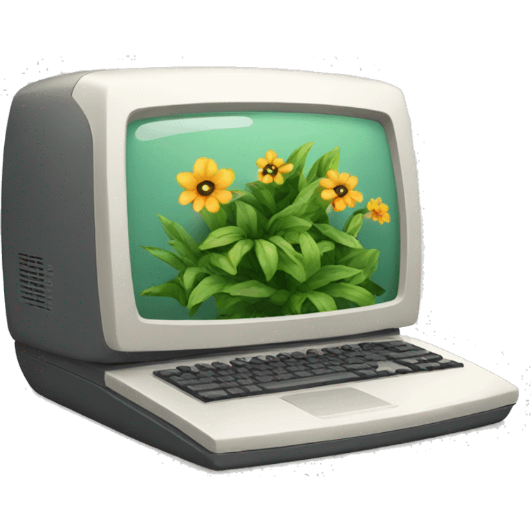 Computer with plants emoji