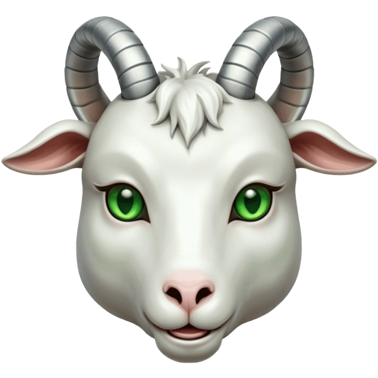 A Goat head in the terminator style green eye emoji